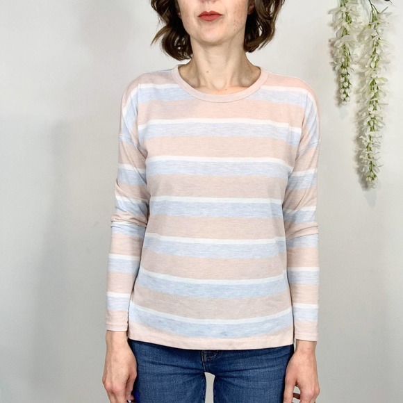 LOFT LOU & GREY long sleeve striped top soft girl baby pink blue - Picture 4 of 10